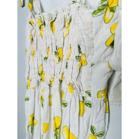 SLATE & WILLOW Yellow White Lemon Print Sweetheart Neckline Midi Dress Size XS - Picture 12 of 12